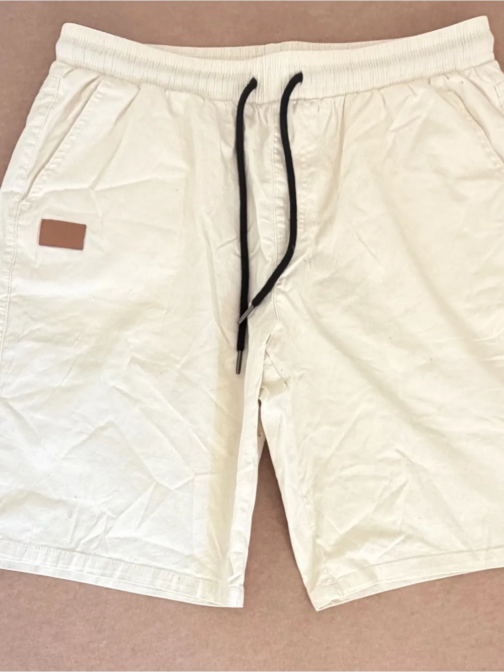 Men's Cream Drawstring Casual Shorts